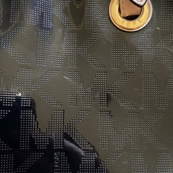 Michael Kors Grab Bag Convertible Tote Bag MK Signature MIRROR METALLIC Black - Picture 4 of 10